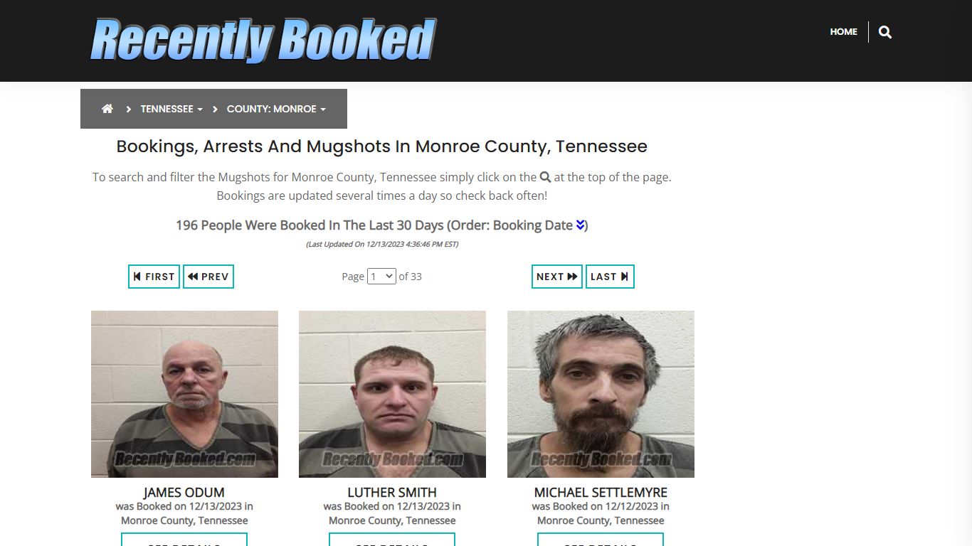 Bookings, Arrests and Mugshots in Monroe County, Tennessee